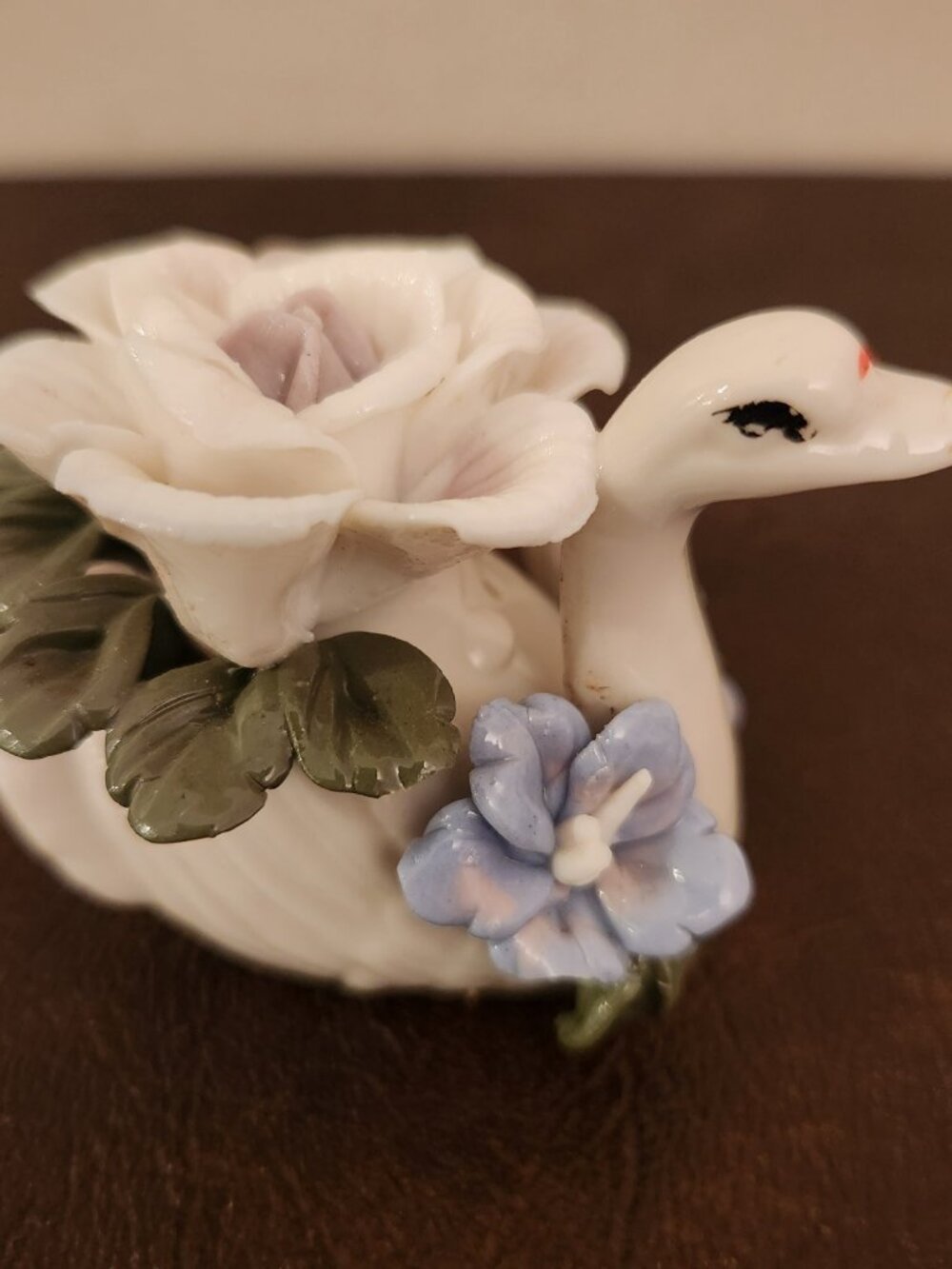 Vintage bone china swan figurine from Staffordshire,